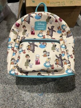 Loungefly Disney Mini Backpack in Cream with Blue Trim
